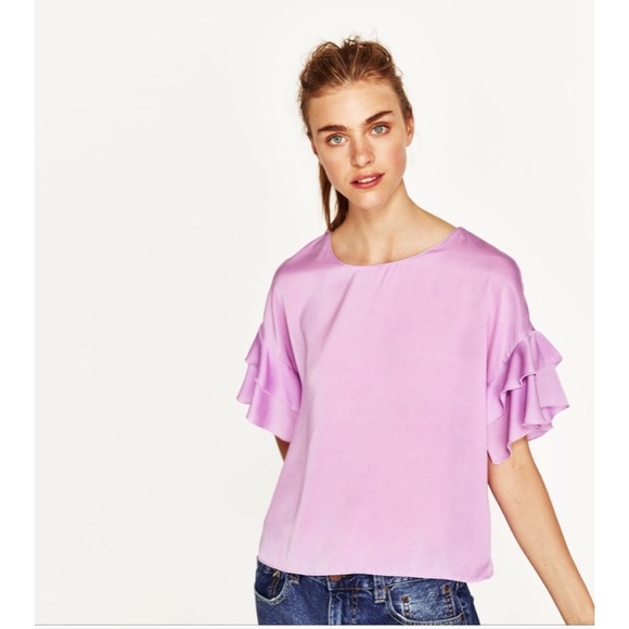 Zara Top with Frilled Sleeves - Picture 1 of 8